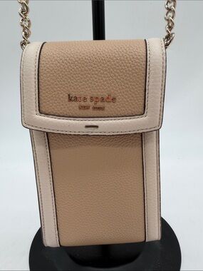 kate spade Pebbled Beige White Crossbody Phone Pouch